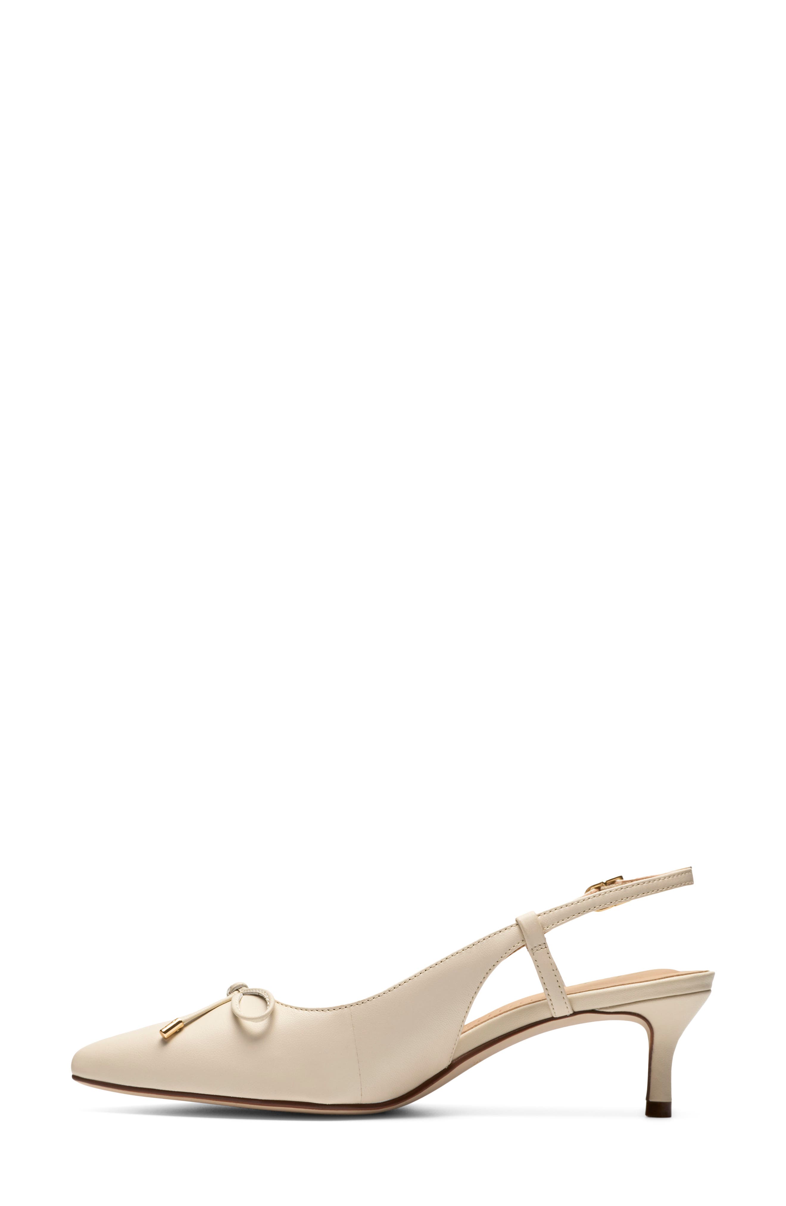 Zarey Bow Pointed Toe Slingback Pump, Alternate, color, CREAM LEATHER