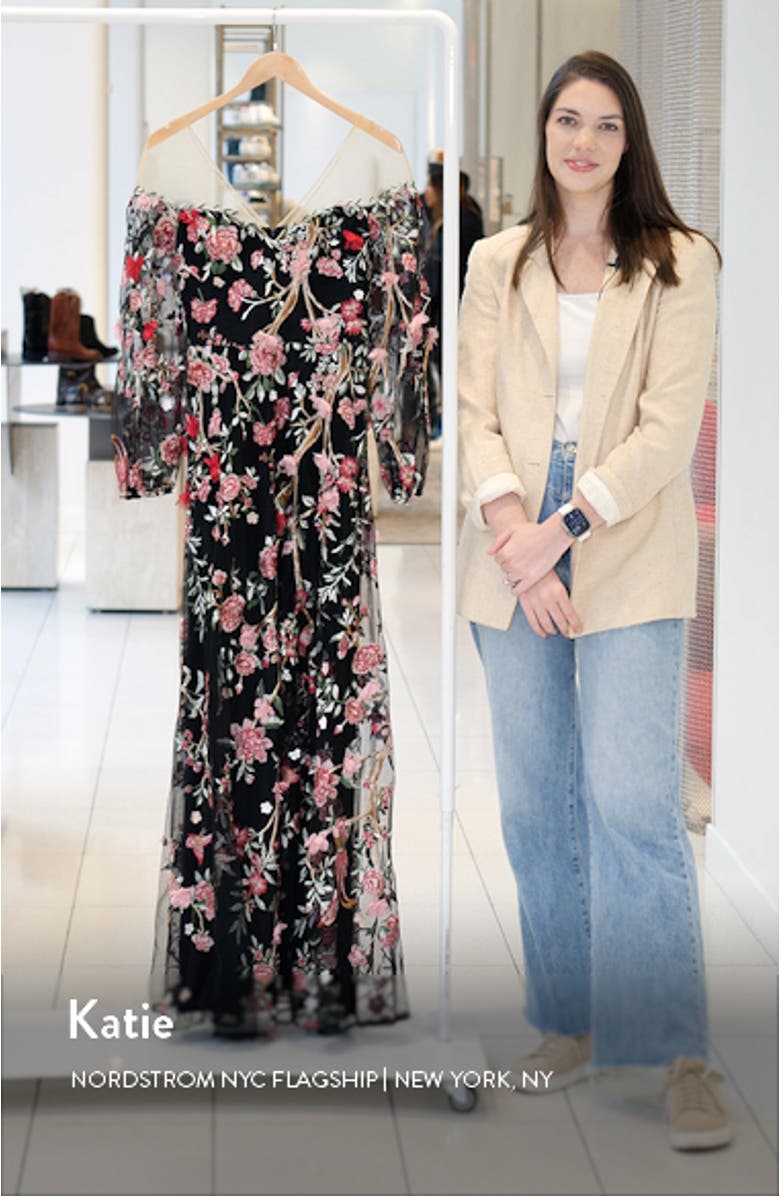 Floral Embroidery Long Sleeve Gown, sales video thumbnail