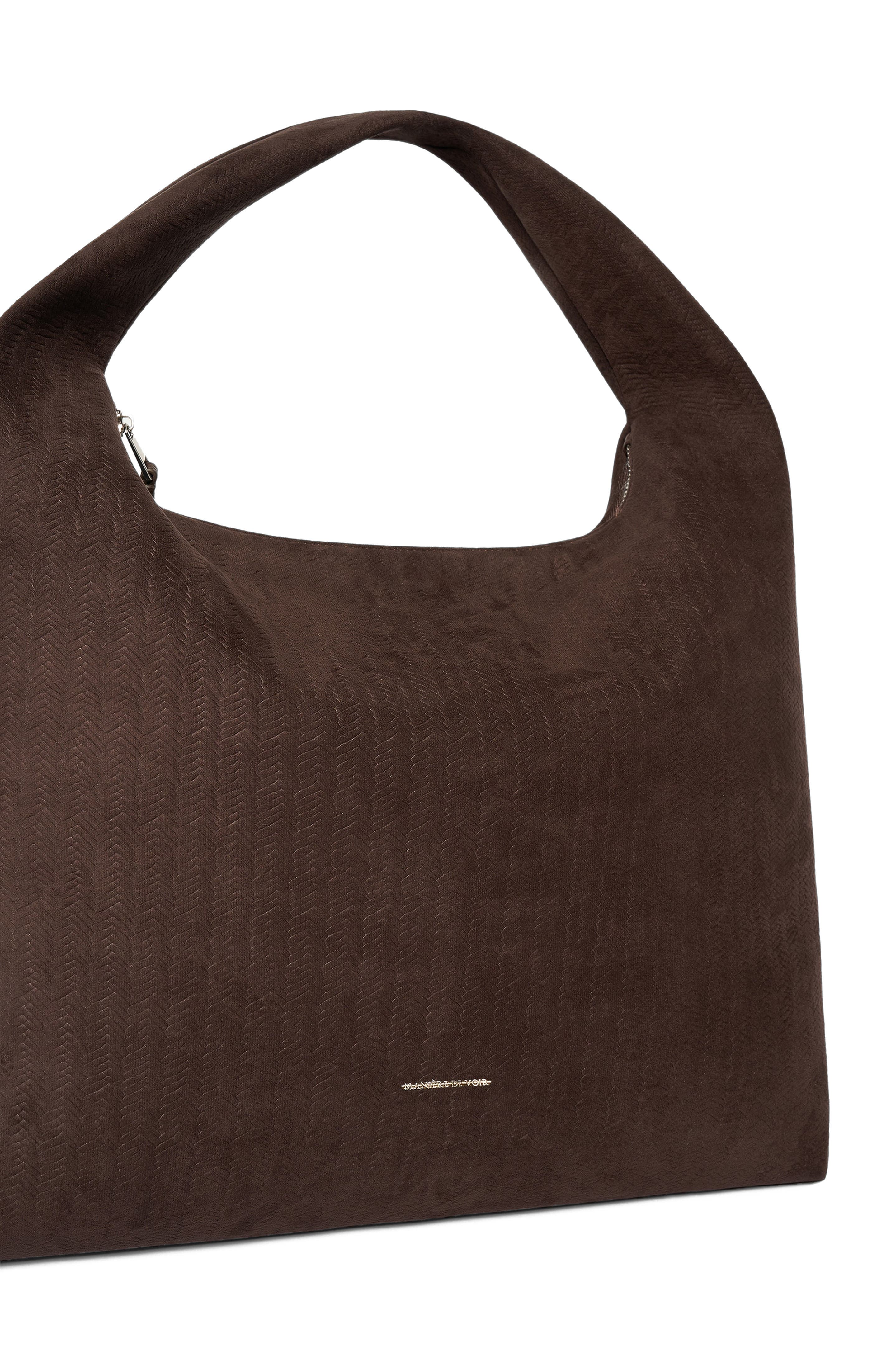 Manière De Voir Aubin Braided Suede Hobo Bag, Alternate, color, Brown
