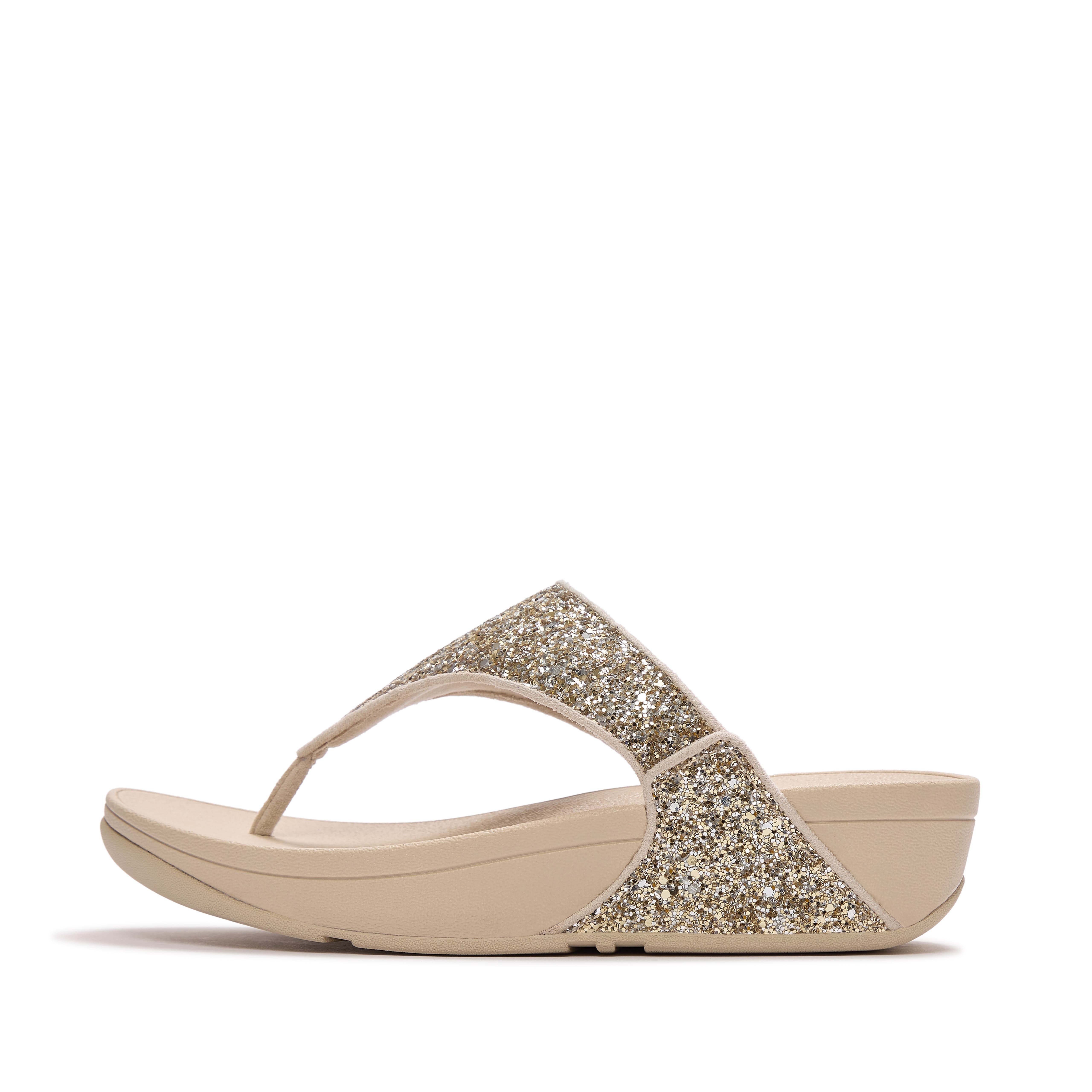FitFlop Lulu Multi Glitter TP Sandal, Alternate, color, Platino/Silver