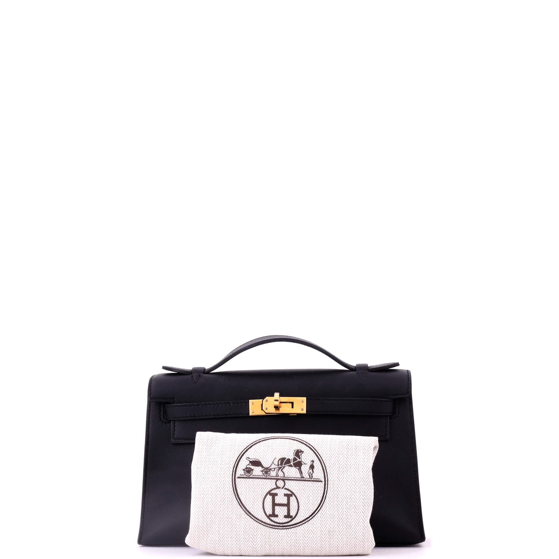 Pre-Owned Hermes Kelly Pochette Swift, Alternate, color, Noir