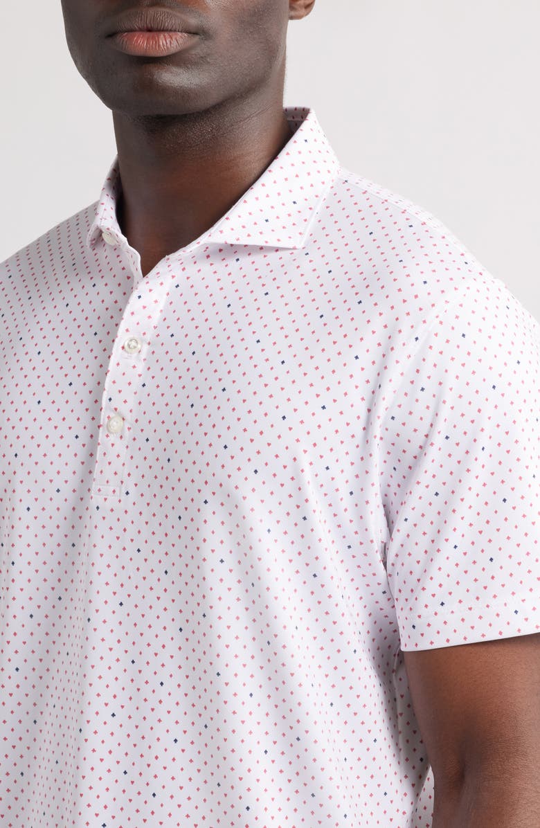 johnnie-O Gambit Card Suit Print PREP-FORMANCE Golf Polo, Alternate, color, White