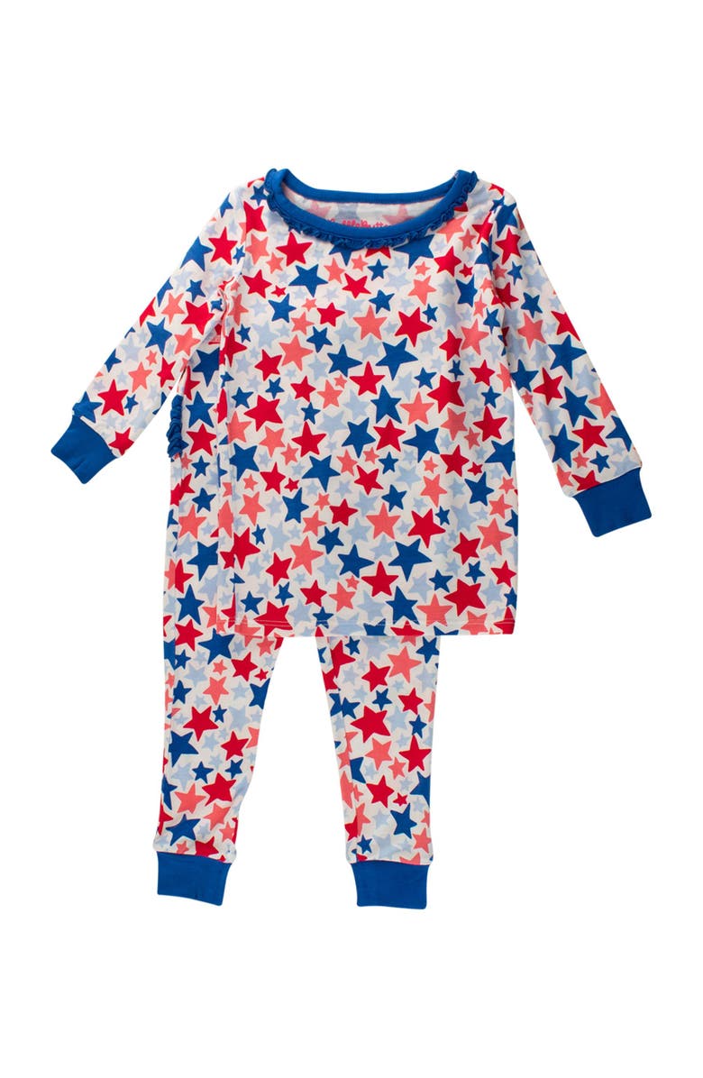 RuffleButts SoftSnooze Toddler Girls Ruffle Long Sleeve Pajama Set, Main, color,