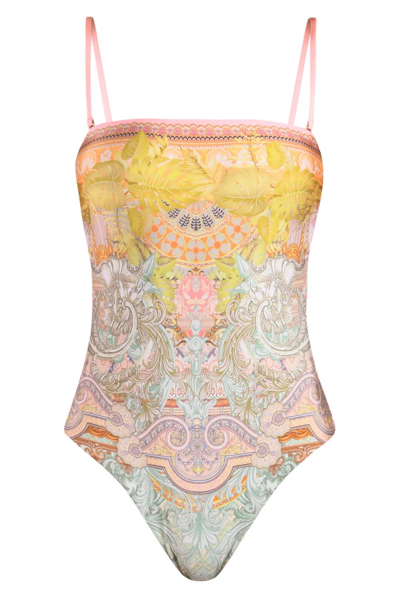 Dreamland Bandeau One-Piece Swimsuit, Alternate, color, BEIGE MULTI