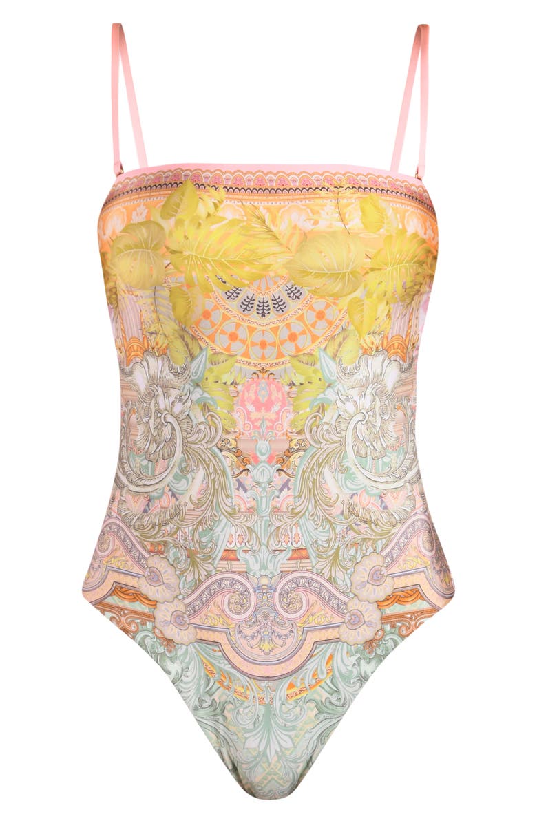 Sunshine 79 Dreamland Bandeau One-Piece Swimsuit, Alternate, color, Beige Multi