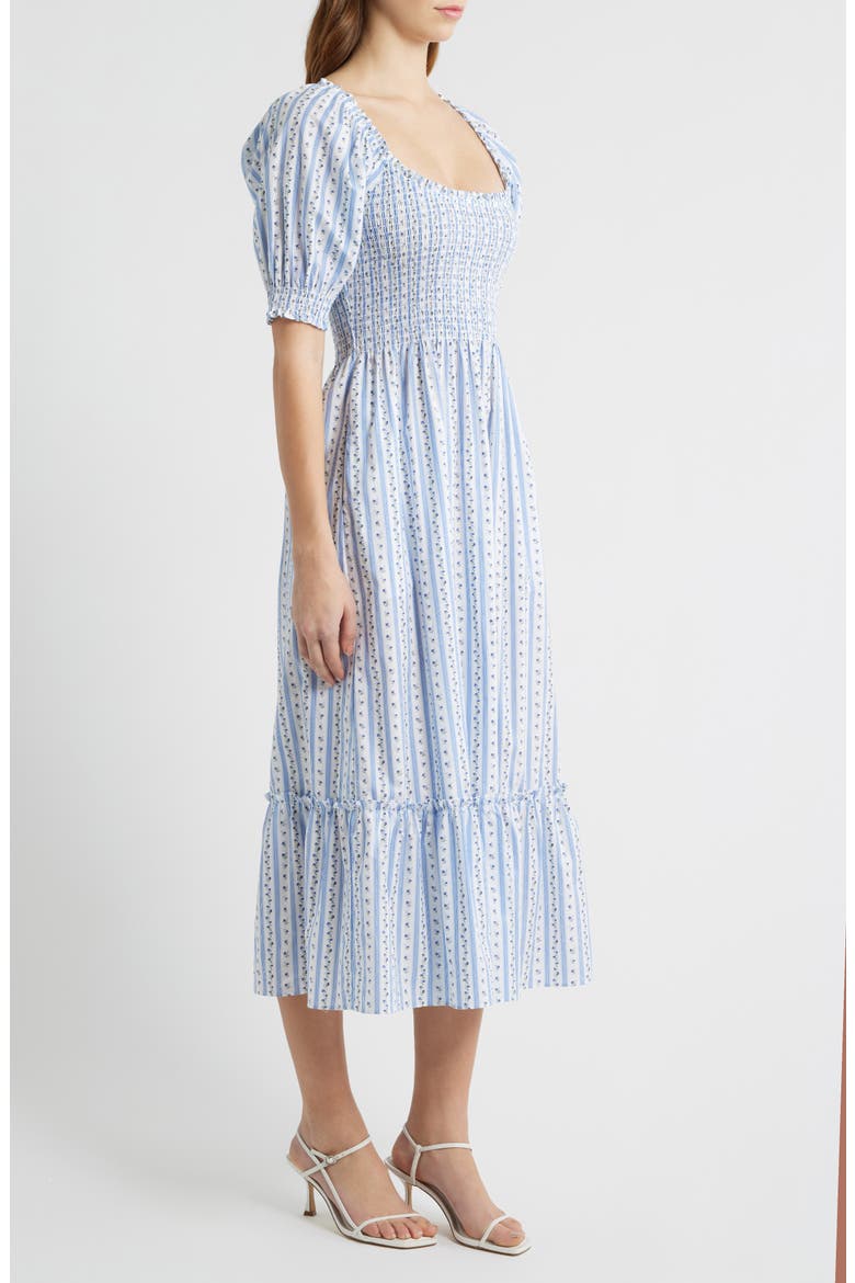 The Louisa Ditsy Floral Midi Nap Dress, Alternate, color, PETAL STRIPE BLUE