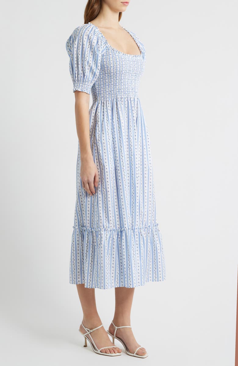 Hill House Home The Louisa Ditsy Floral Midi Nap Dress, Alternate, color, Petal Stripe Blue