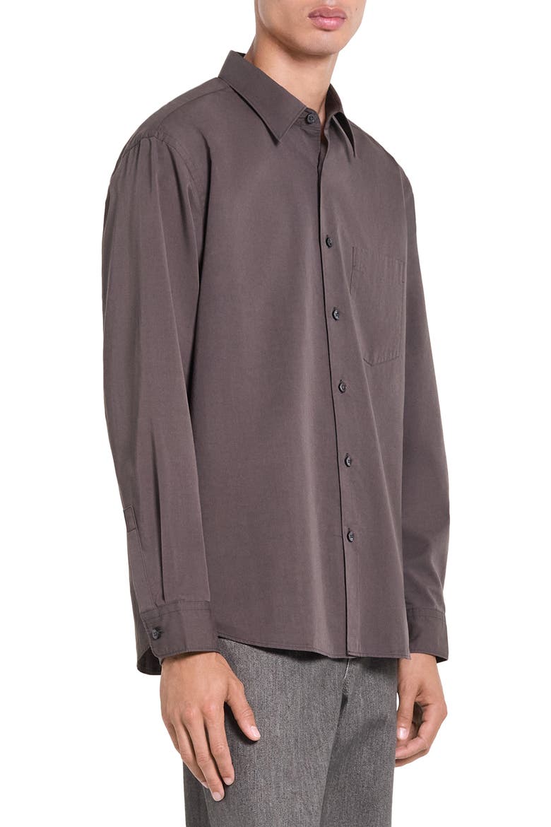 Weekend Solid Cotton Blend Button-Up Shirt, Alternate, color, CLASSIC BROWN