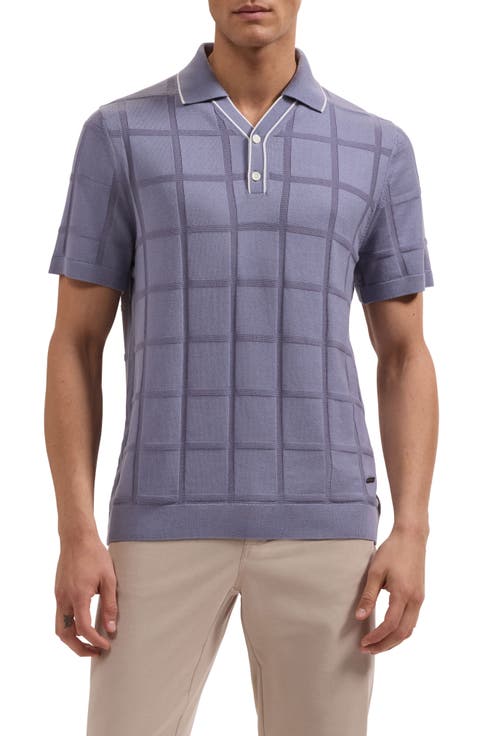 Grid Short Sleeve Cotton & Modal Sweater