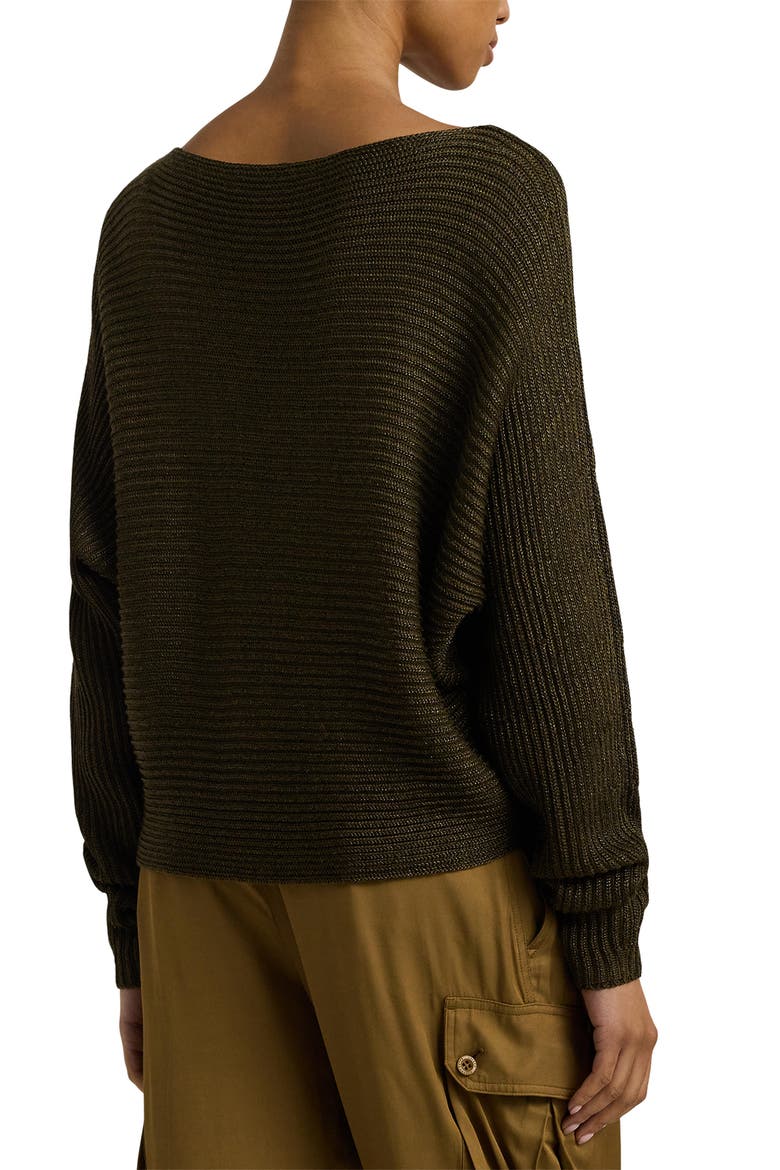 Metallic Boatneck Sweater, Alternate, color, BOTANIC GREEN