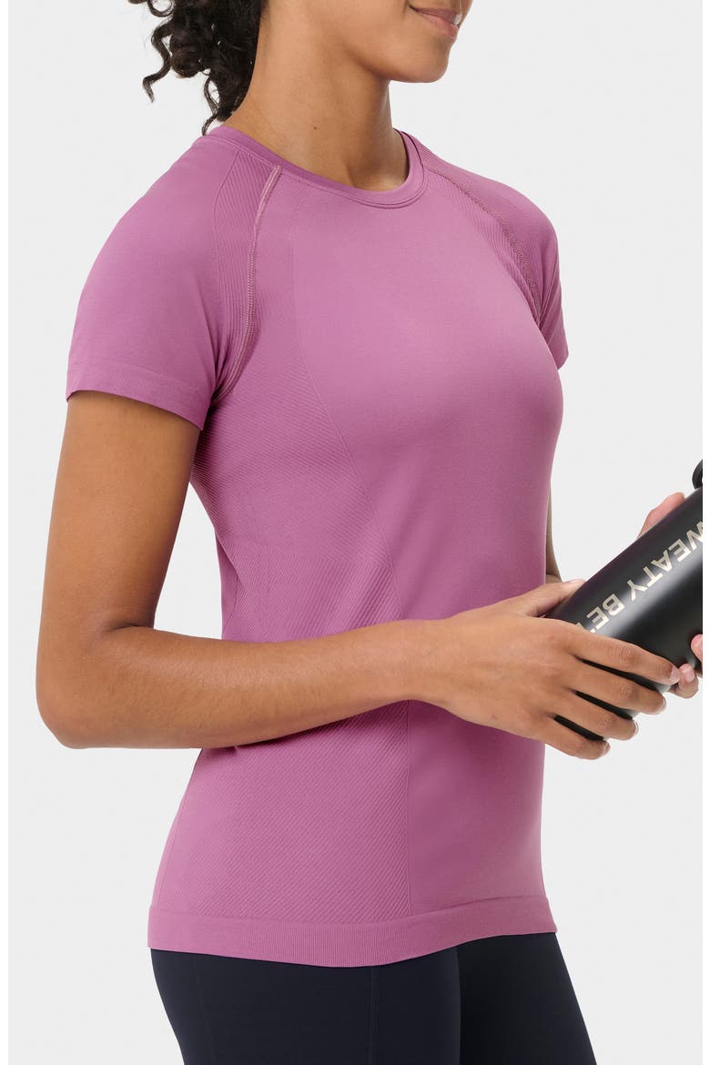 Athlete Seamless Workout T-Shirt, Alternate, color, ARGYLE PURPLE
