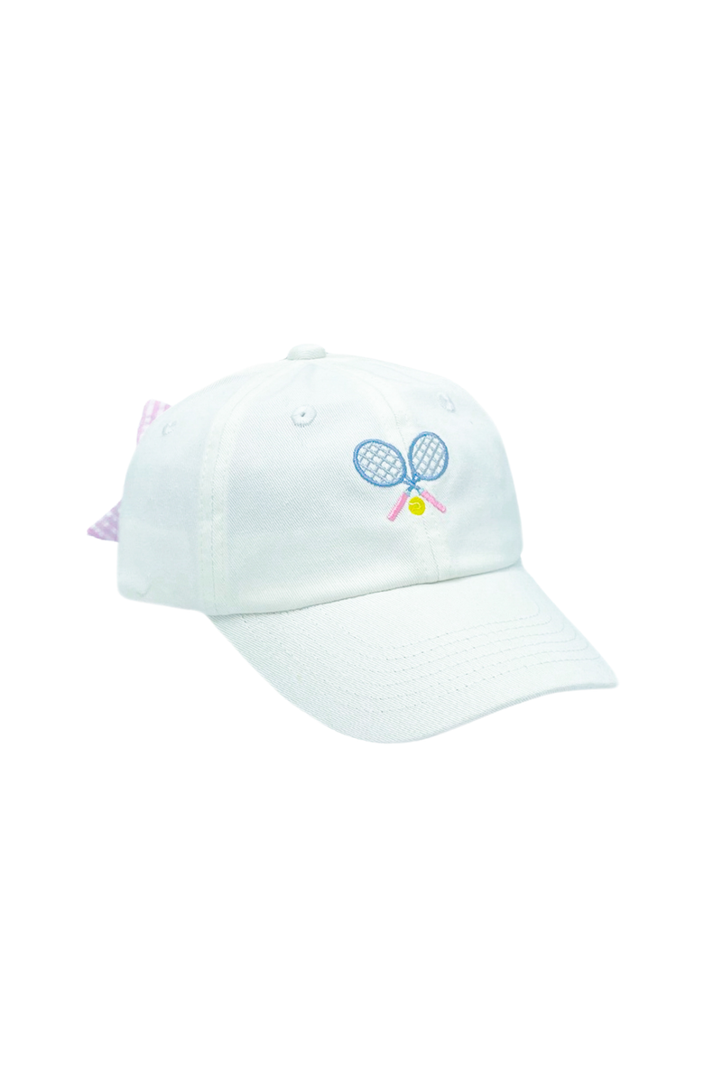 Bits & Bows Tennis Rackets Bow Baseball Hat, Main, color, White