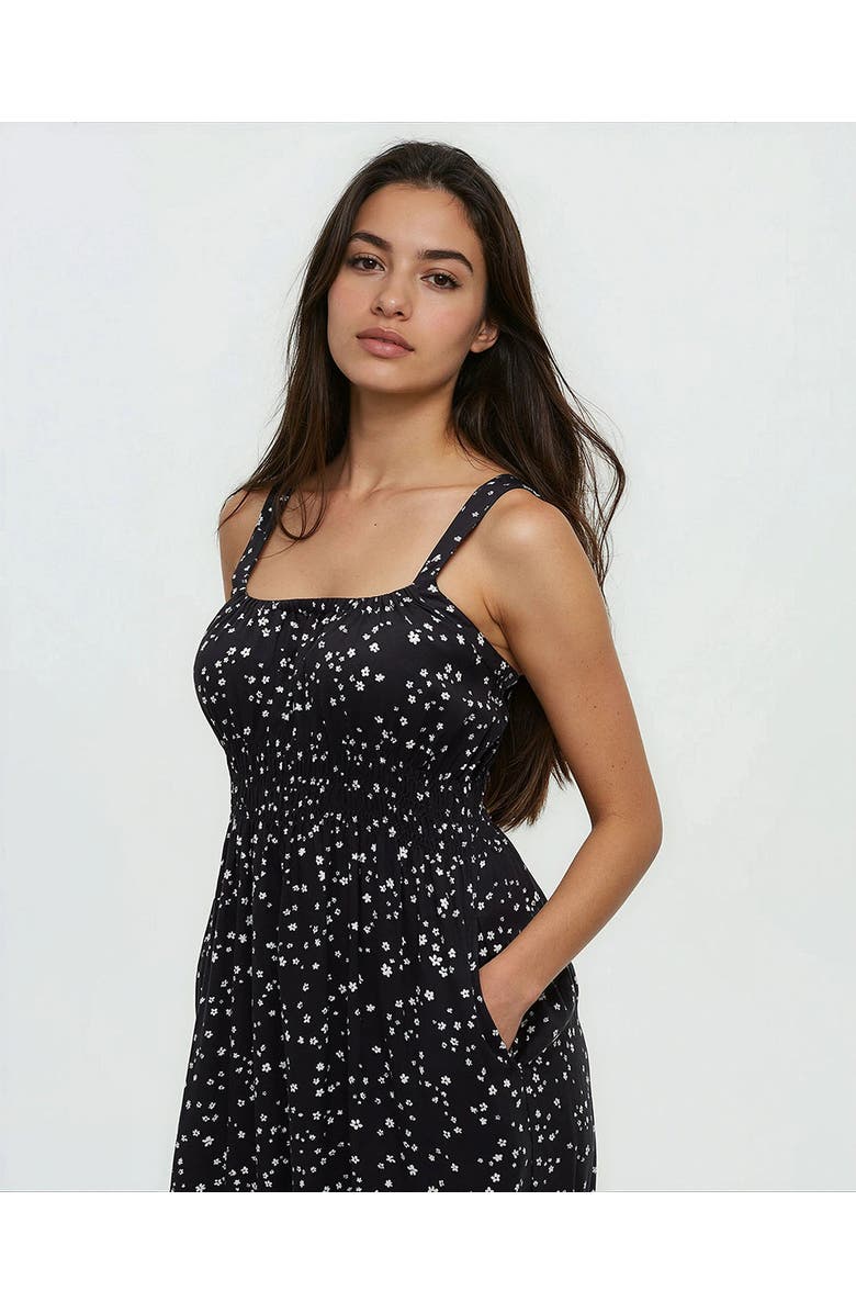 tentree Overlook Dress, Alternate, color, Meteorite Black/Bloom Floral