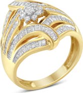 Haus of Brilliance 10K Yellow Gold 1.0 Cttw Diamond Pear Weave Cocktail Ring