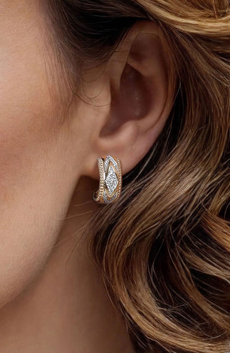 Gabriel & Co. Bujukan Diamond Chevron Hoop Earrings, Alternate, color, Gold