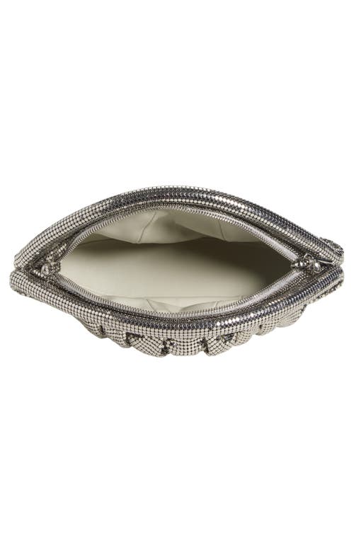Rabanne Studded Mesh Zip Pochette Clutch Bag In Silver