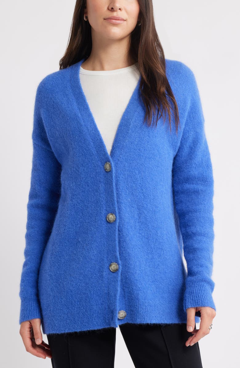 Caslon<sup>®</sup> Alpaca Blend Cardigan, Main, color, Blue Dazzle