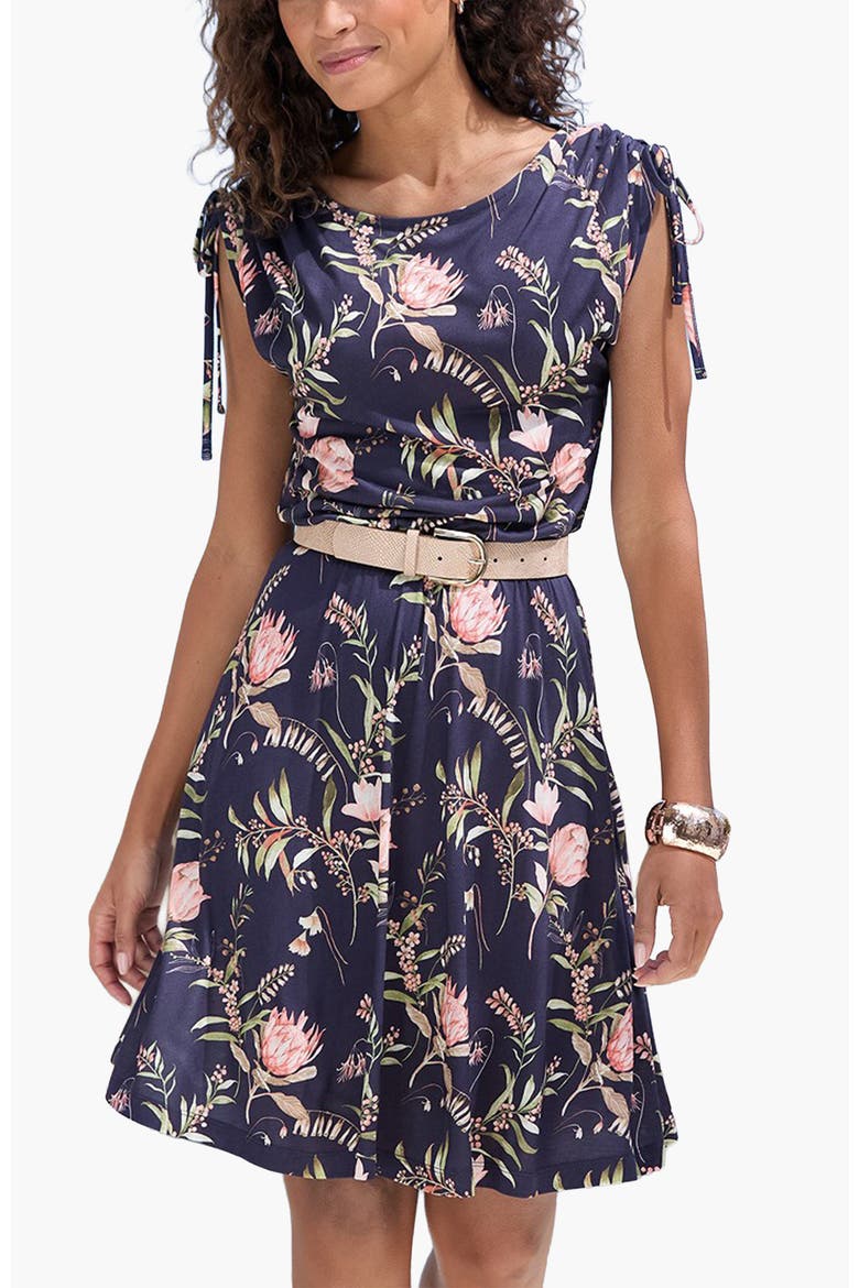 Tie Detail Dress, Main, color, Navy Printed