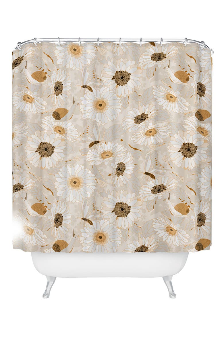 Daisy Garden Shower Curtain, Main, color, BEIGE