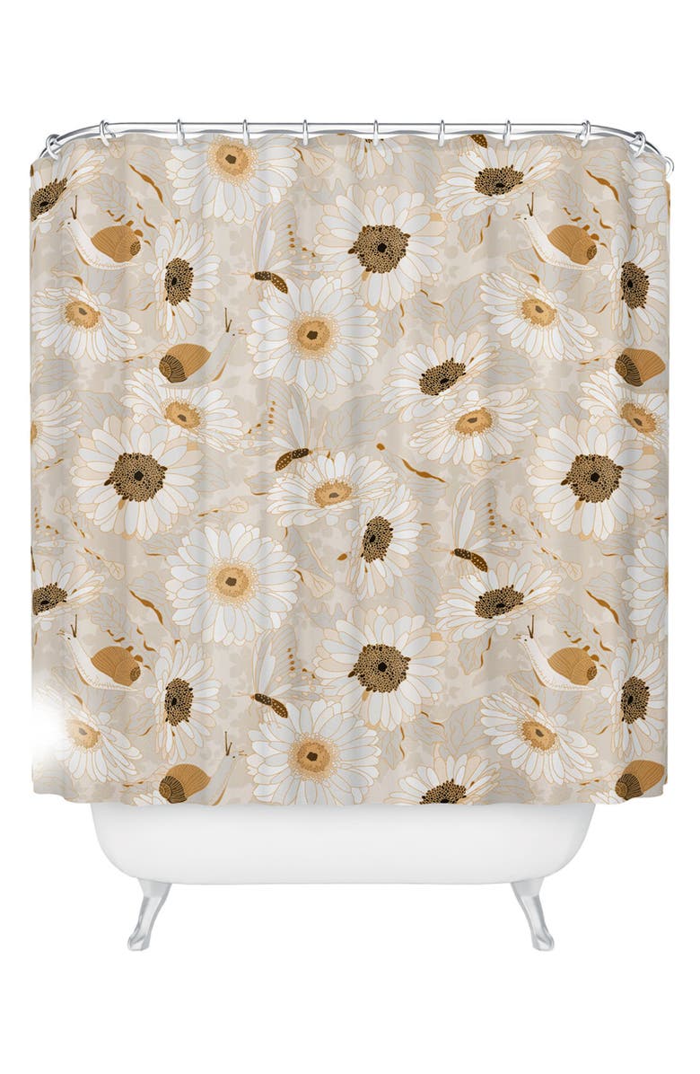 Deny Designs Daisy Garden Shower Curtain, Main, color, Beige
