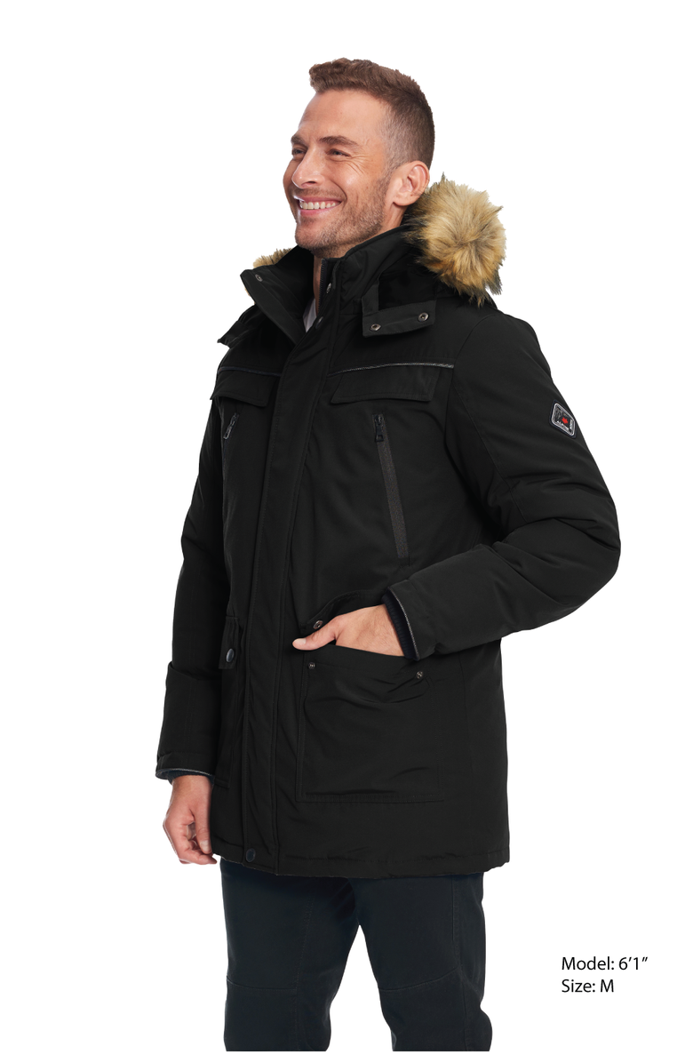 Alpine North FRASER - Vegan Down Winter Parka with Removable Hood, Alternate, color, Black