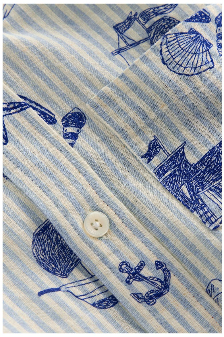 Kids' Linen & Cotton Short Sleeve Button-Down Shirt, Alternate, color, BEACH FRONT
