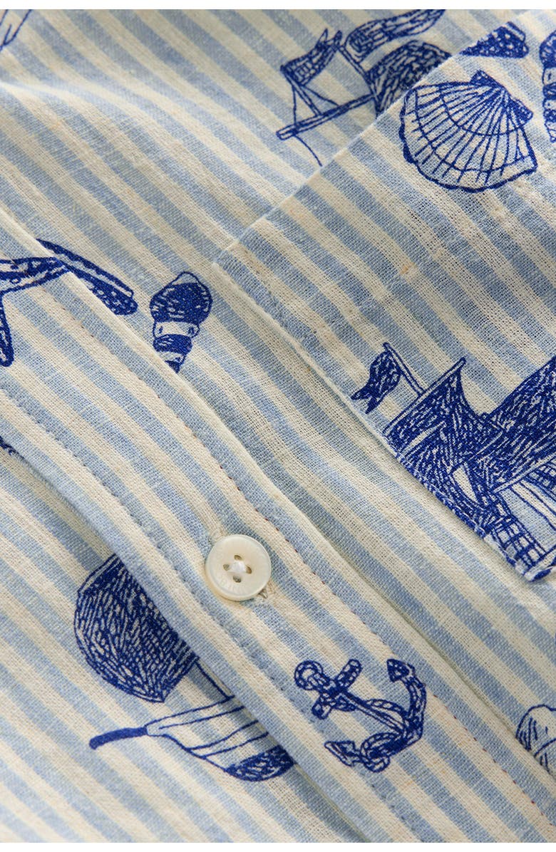 Mini Boden Kids' Linen & Cotton Short Sleeve Button-Down Shirt, Alternate, color, Beach Front