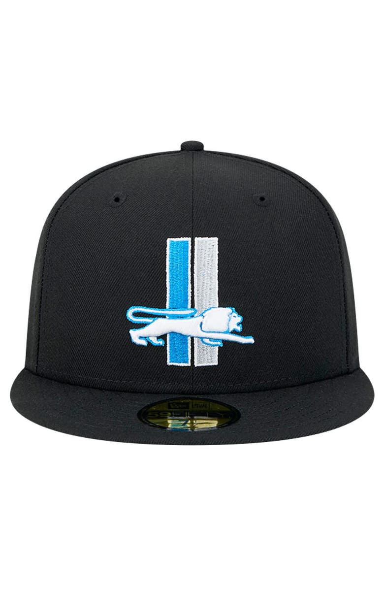New Era Men's New Era Black Detroit Lions Omaha Throwback 59FIFTY Fitted Hat, Alternate, color, Black