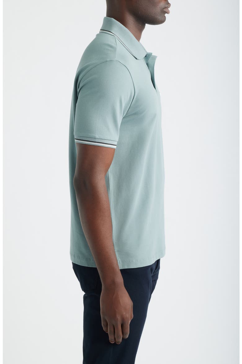 Tipped Cotton Polo Shirt, Alternate, color, TEAL