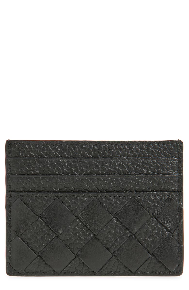 Bottega Veneta Intrecciato Leather Card Case, Main, color, Black