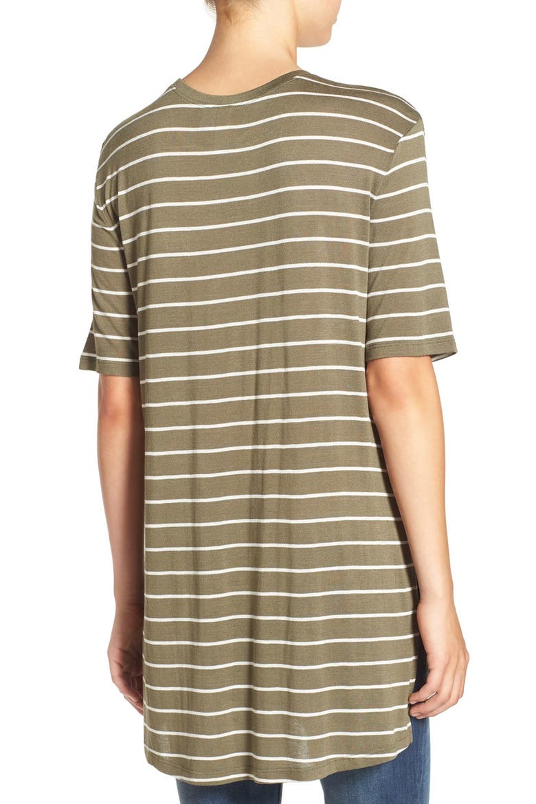 Short Sleeve High/Low Lightweight Tee, Alternate, color, OLIVE BURNT JENNA STRIPE