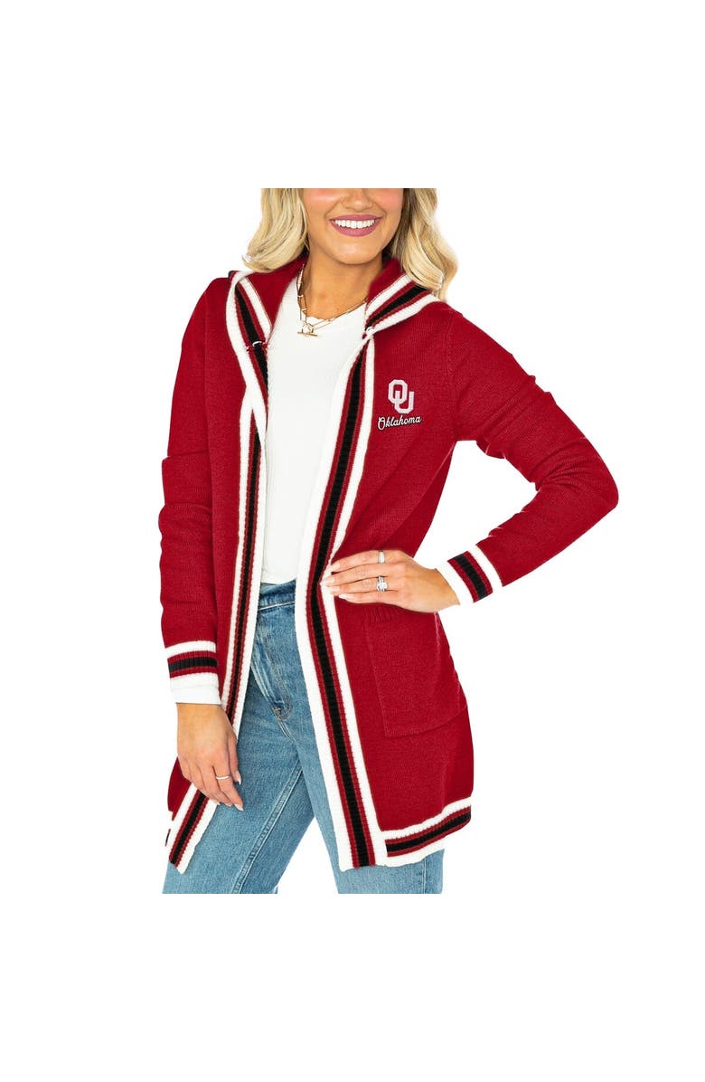 GAMEDAY COUTURE Women's Gameday Couture Crimson Oklahoma Sooners One More Round Tri-Blend Striped Hooded Cardigan Sweater, Main, color, 