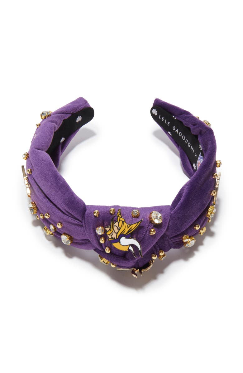 Lele Sadoughi Minnesota Vikings Embellished Knotted Headband, Alternate, color, Vikings Purple 500