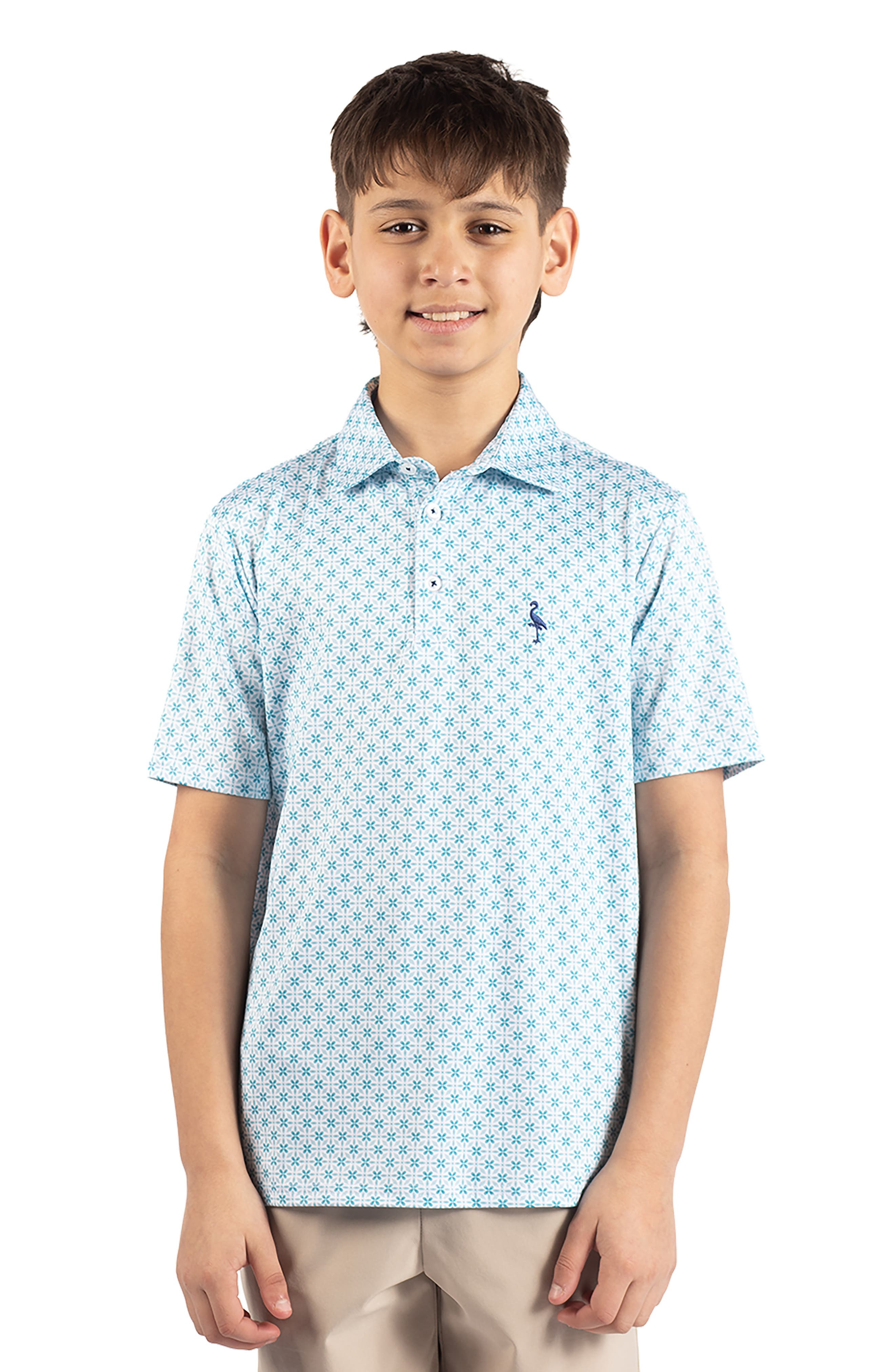 Kids' Geometric Floral Knit Polo