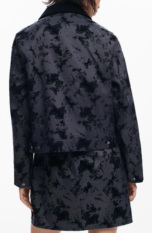 Desigual Short Flocked Trucker Jacket In Green