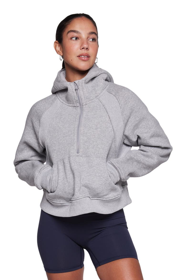 Effortless Fleece Half Zip Hoodie, Alternate, color, Heather Grey