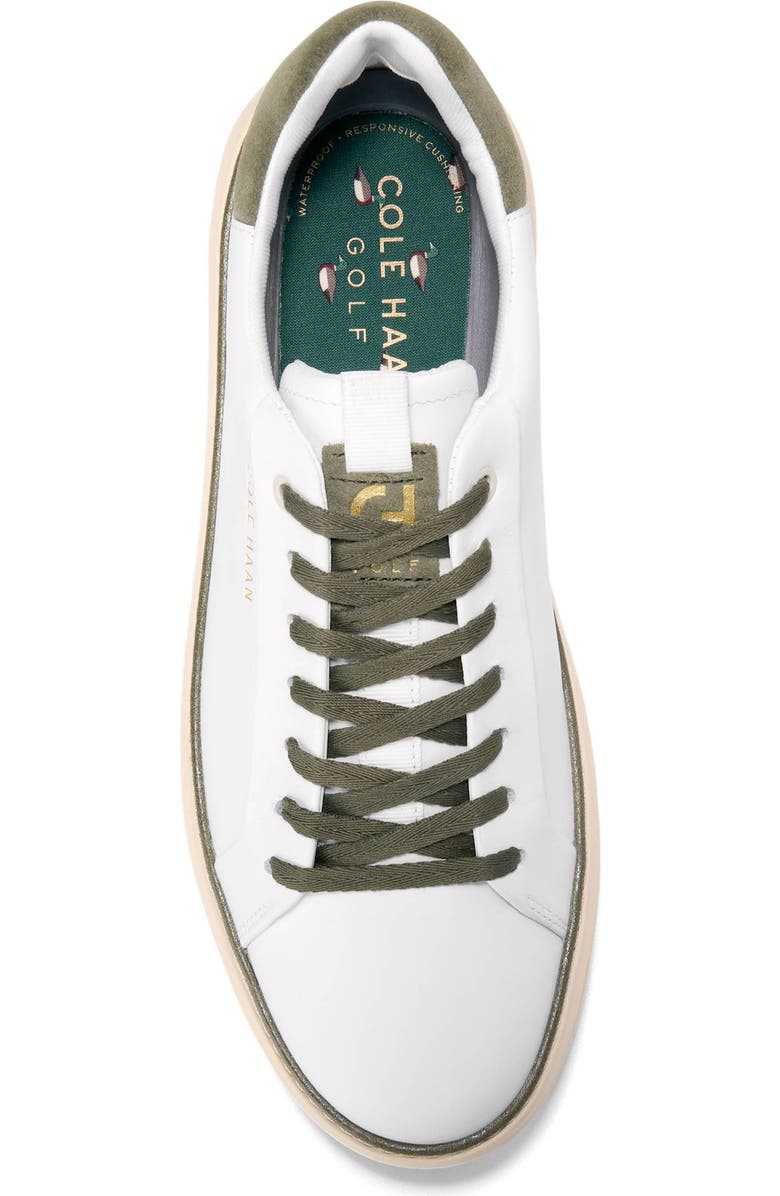 Cole Haan GrandPro Topspin Waterproof Golf Shoe, Alternate, color, White / Dusty Olive Suede