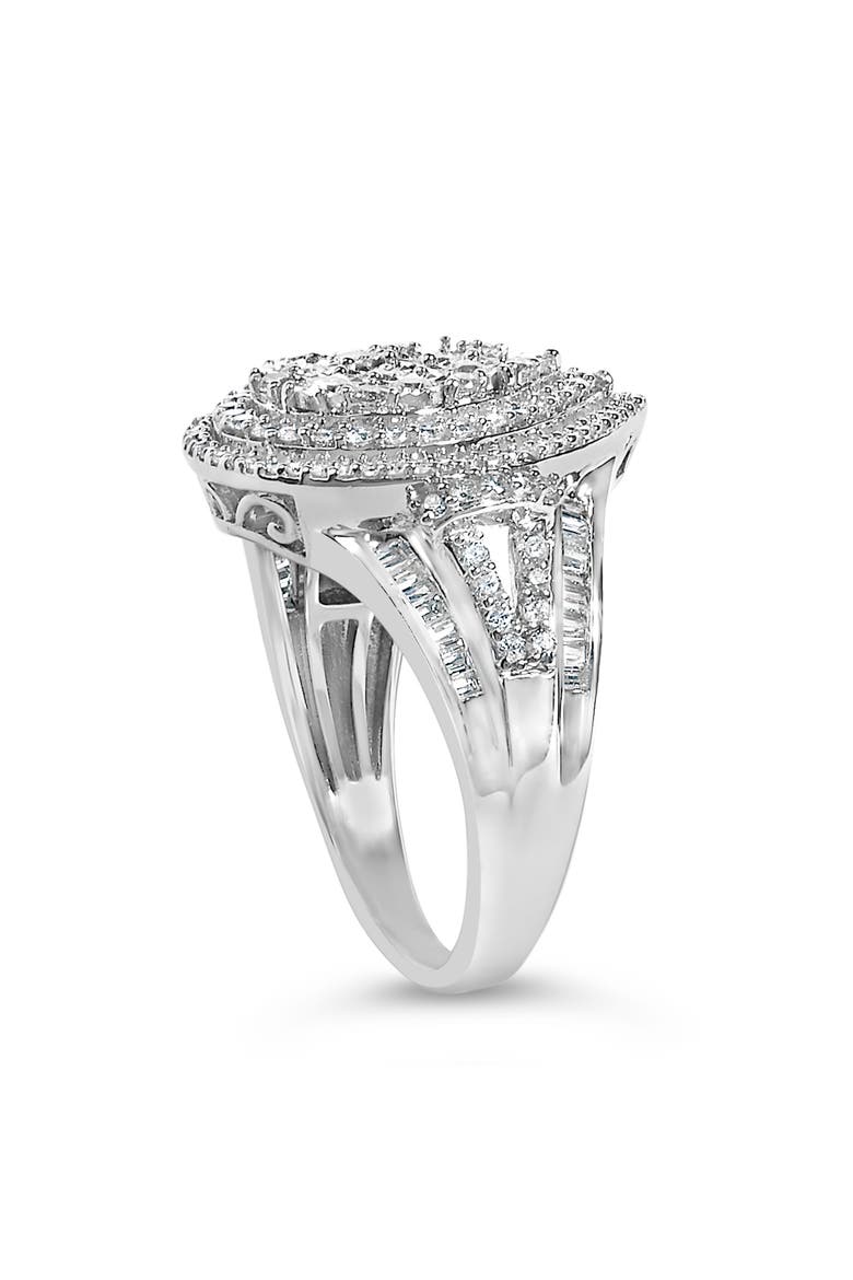 Sterling Silver 1 Cttw Diamond Pear-Shaped Triple Halo Cluster Ring, Alternate, color, Silver