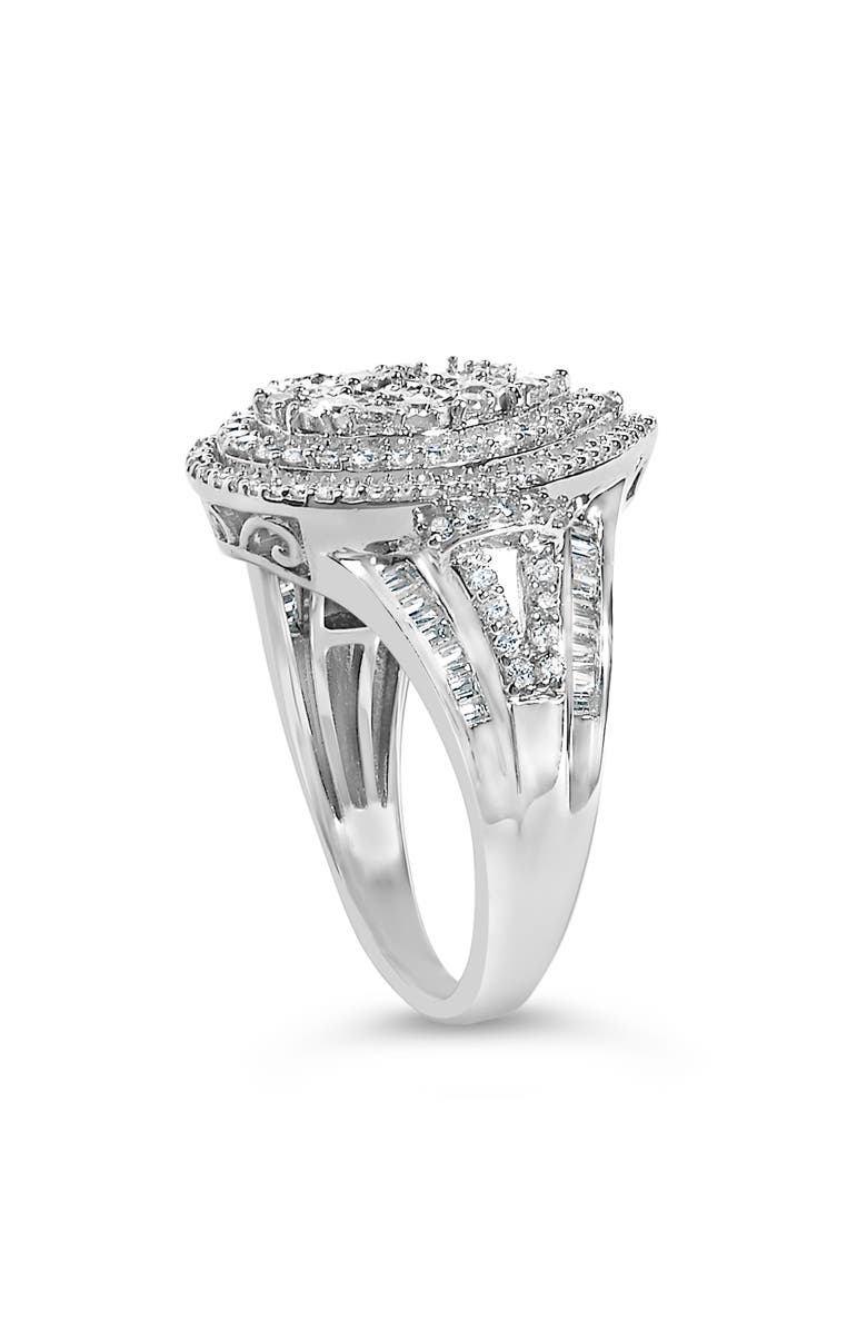 Haus of Brilliance Sterling Silver 1 Cttw Diamond Pear-Shaped Triple Halo Cluster Ring, Alternate, color, Silver