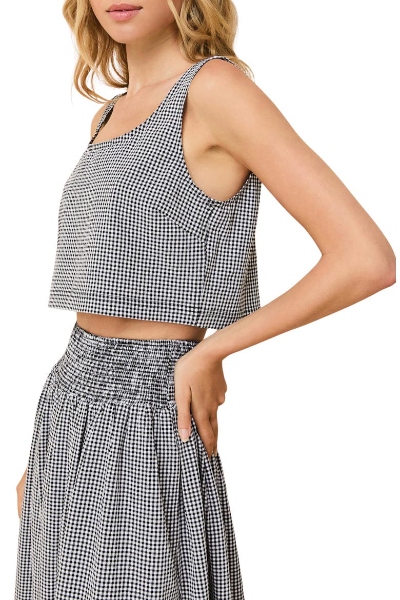 The Anise Seersucker Crop Tank, Alternate, color, NOIR