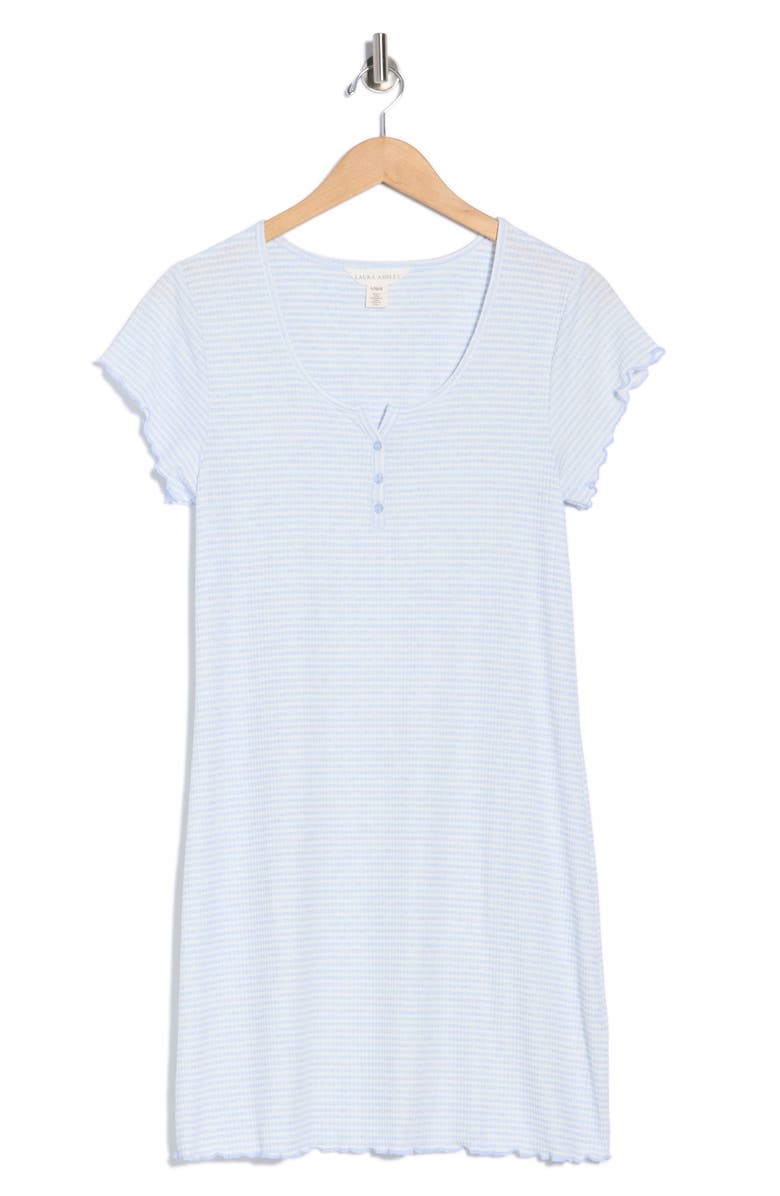 Laura Ashley Stripe Rib Nightgown, Main, color, Heather Stripe