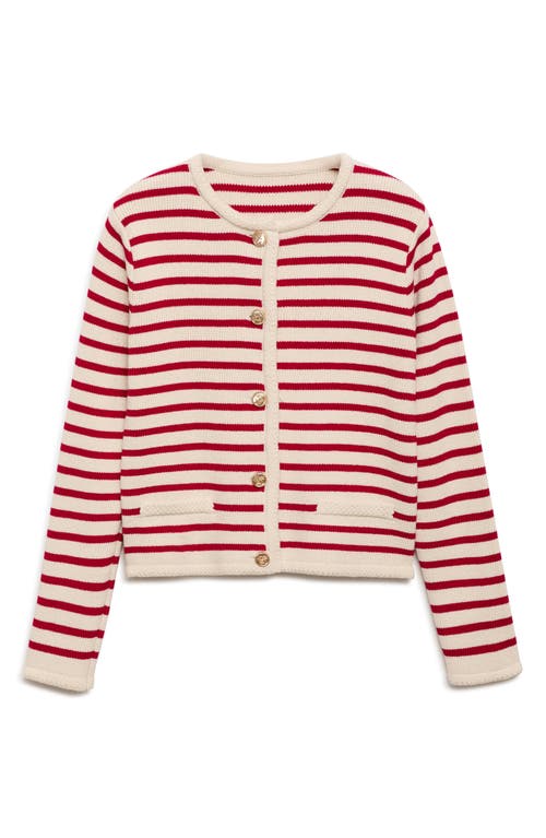 Mango Stripe Cotton Blend Cardigan