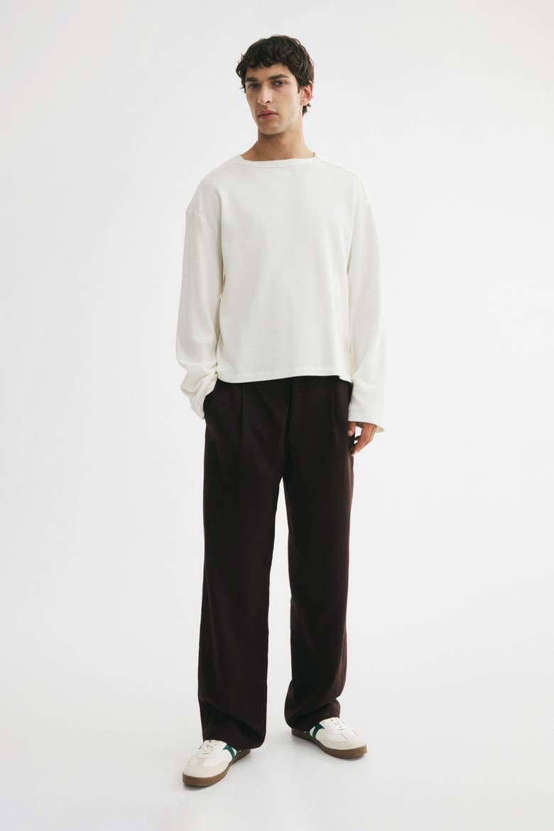 Relaxed-fit Linen-blend Pants, Main, color, Dark brown