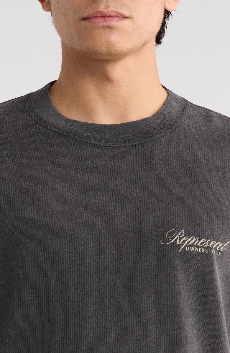 Represent Owners' Club Script Graphic T-Shirt, Alternate, color, Vintage Grey