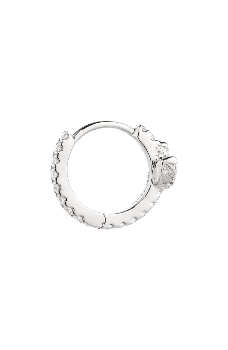 MARIA TASH Diamond Lotus Eternity Huggie Hoop Earring, Alternate, color, 18K White Gold/ Diamond
