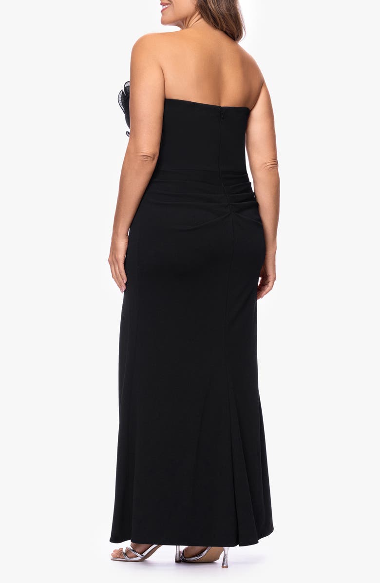 Xscape Evenings Pleat Ruffle Strapless Scuba Gown, Alternate, color, 