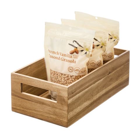 Acacia Wood Pantry Storage Bin with Handles - Natural