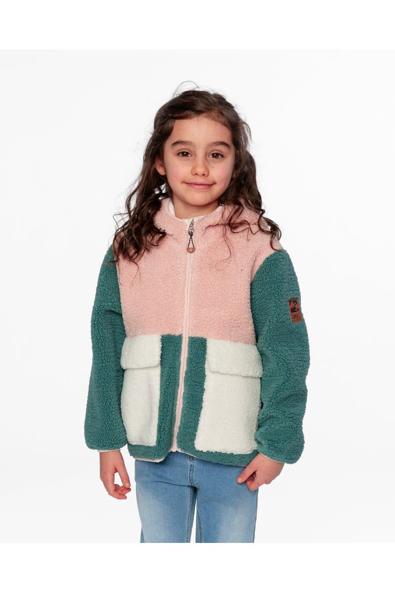 Girl Long Sleeve Fleece Jacket, Alternate, color, Light Pink Colorblock