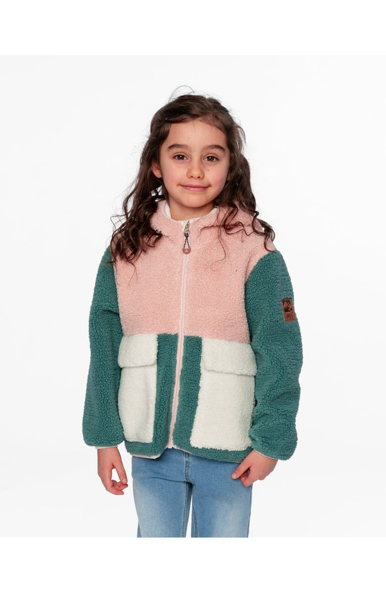 Deux par Deux Girl Long Sleeve Fleece Jacket, Alternate, color, Light Pink Colorblock