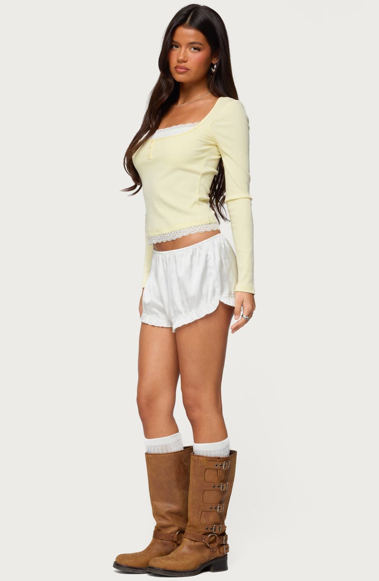 EDIKTED Joana Layered Lacey Henley Top, Alternate, color, Yellow